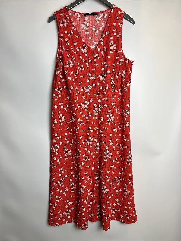 Womens Floral Dress - Red. UK 16 **** Ref V351