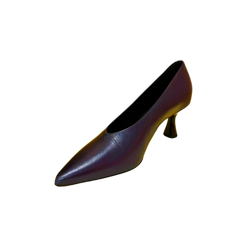 106001 Petrol Sculptured Heel Pump