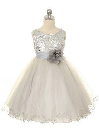 Ball Gown Round Sleeveless Tulle Flower Long Flower Girl Dresses OK704