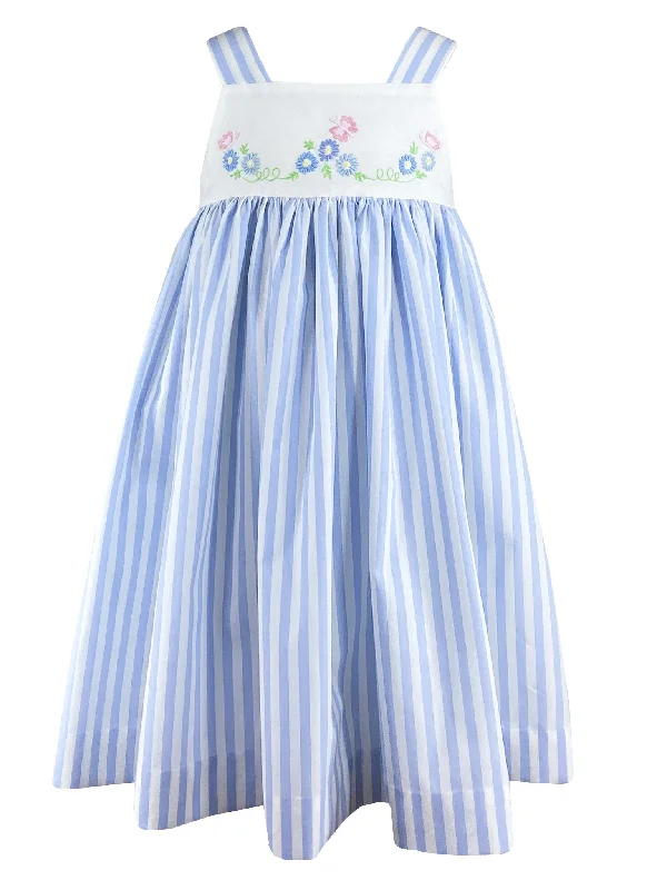 Blue and White Striped Hortense Butterfly Dress