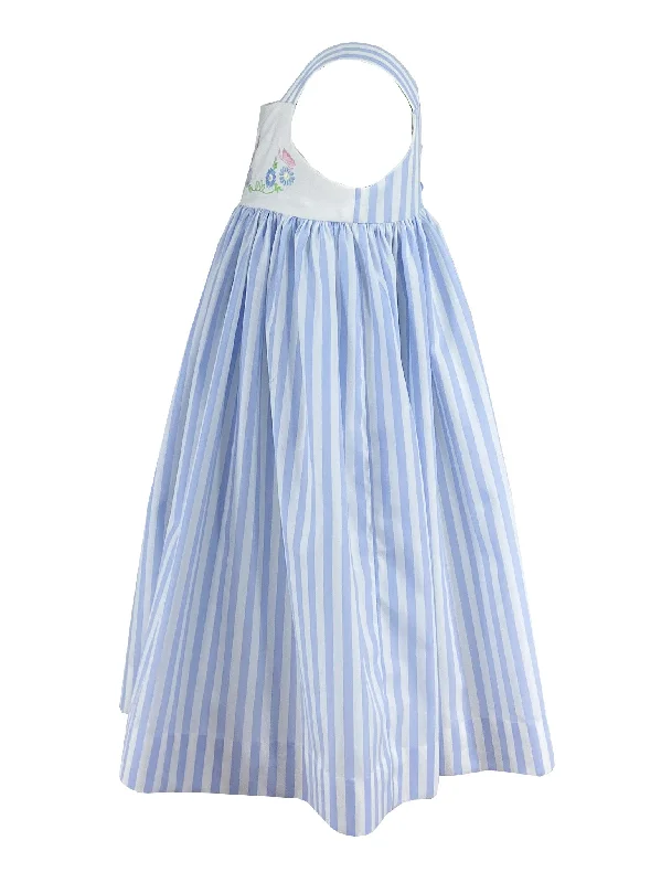 Blue and White Striped Hortense Butterfly Dress