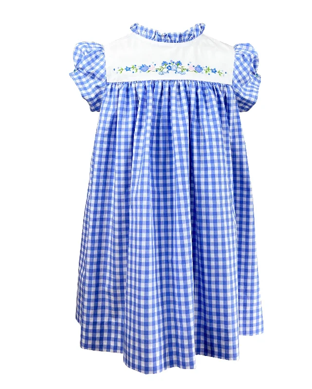 Blue Gingham Enchanted Tulips Dress