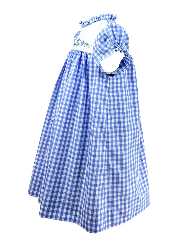 Blue Gingham Enchanted Tulips Dress