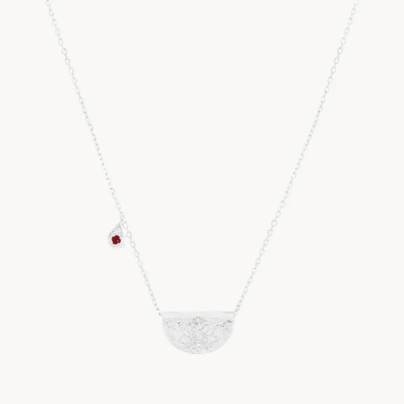 By Charlotte Lotus Birthstone Necklace July Ruby