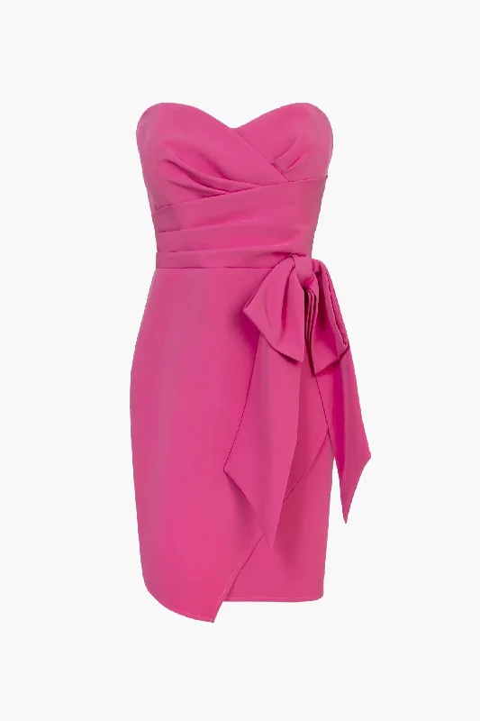 Adelyn Rae Cindy Strapless Bow Front Mini Dress in Pink