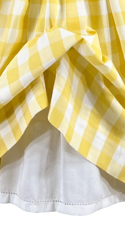 Golden Daisies Yellow Gingham Sleeveless Smocked Dress