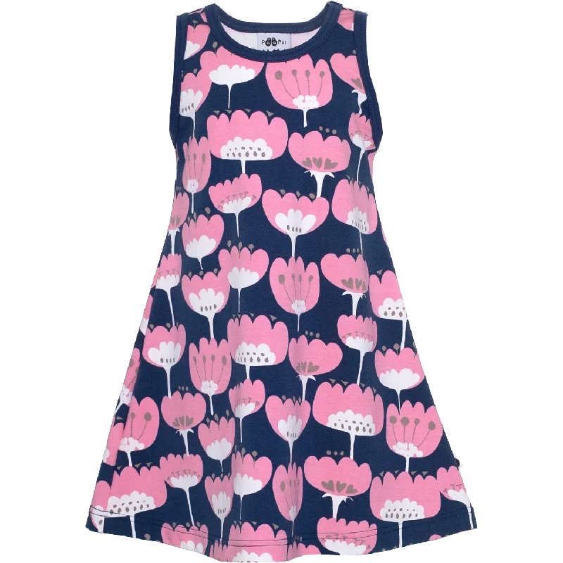 HELINA Sleeveless Dress - Blomma in Blueberry and Light Pink