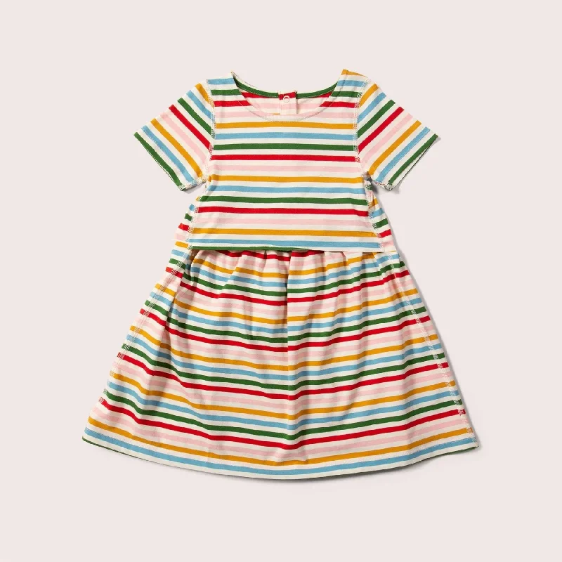 Rainbow Stripe Adaptive Easy Peasy Short Sleeve Dress