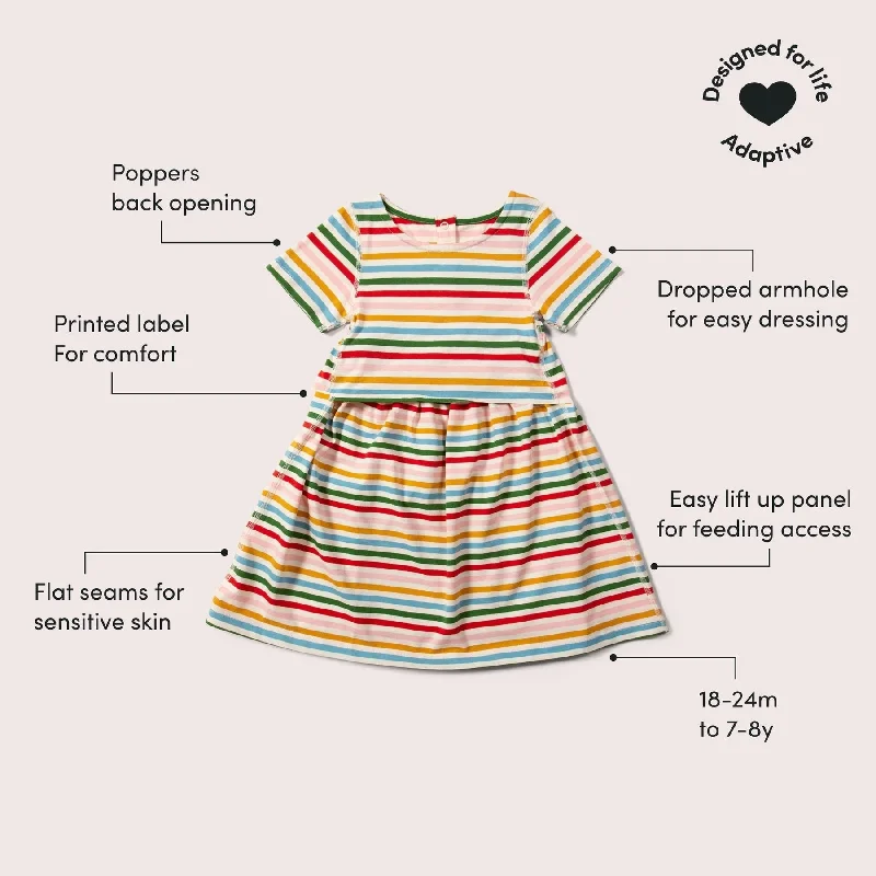 Rainbow Stripe Adaptive Easy Peasy Short Sleeve Dress