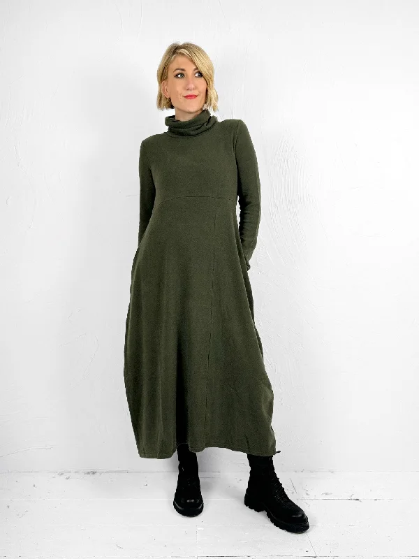 Long Khaki Turtleneck Dress