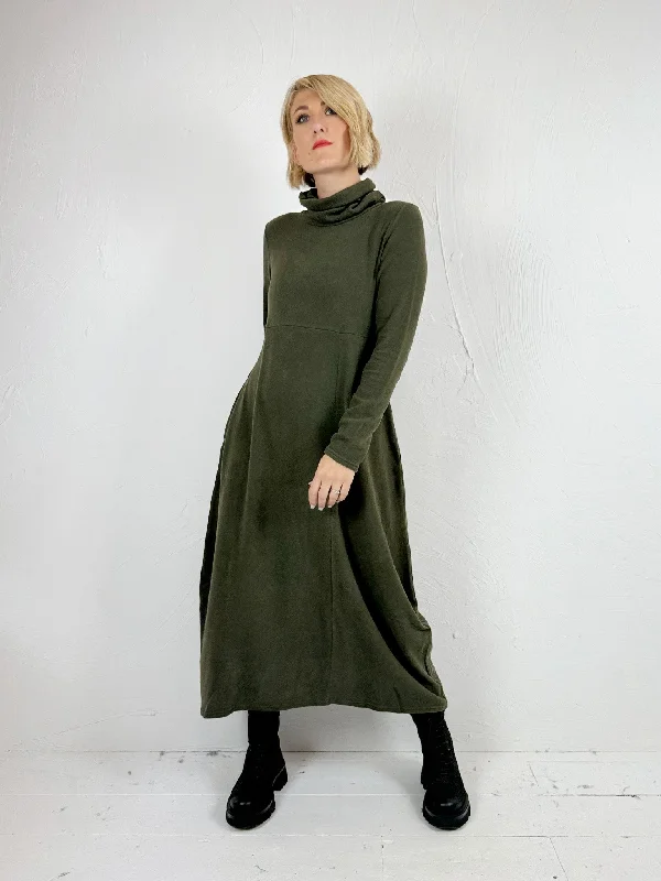 Long Khaki Turtleneck Dress