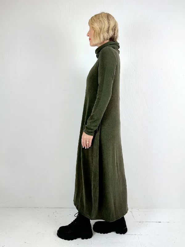 Long Khaki Turtleneck Dress