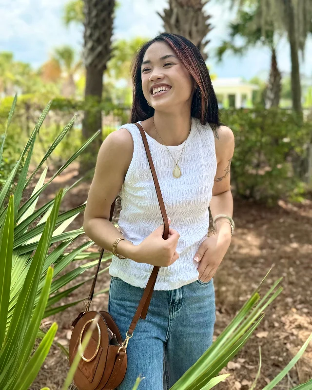 MINA smocked tank in White