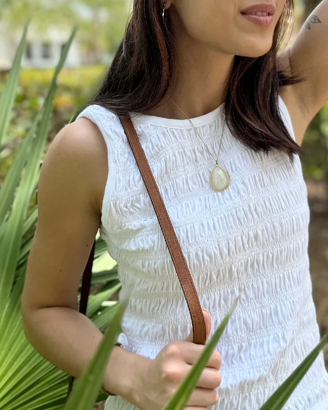 MINA smocked tank in White