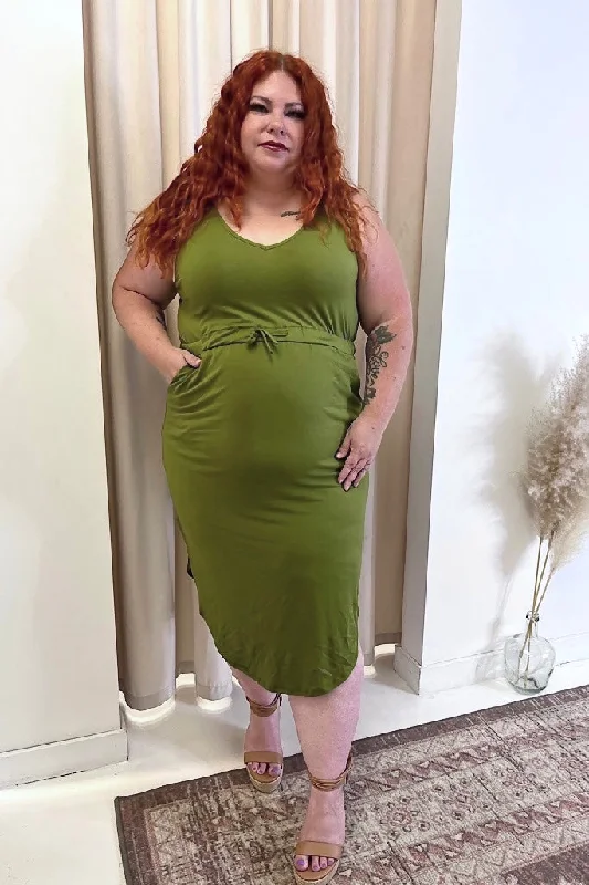 NEW DELANEY DRESS (GREEN)| CURVY