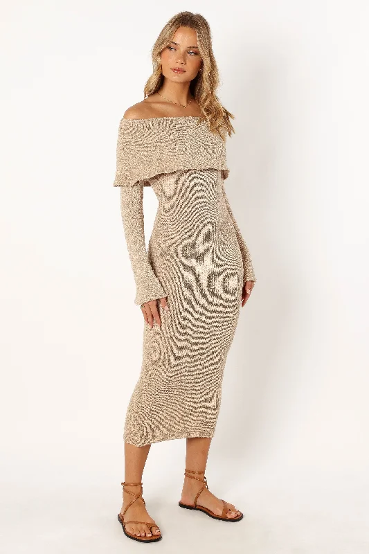 Nikkie Long Sleeve Maxi Dress - Tan