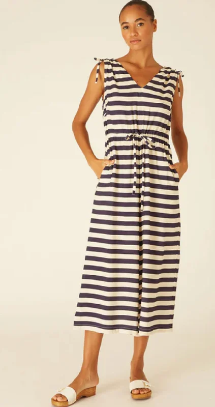 PEPALOVES NAVY STRIPES PLAYSUIT