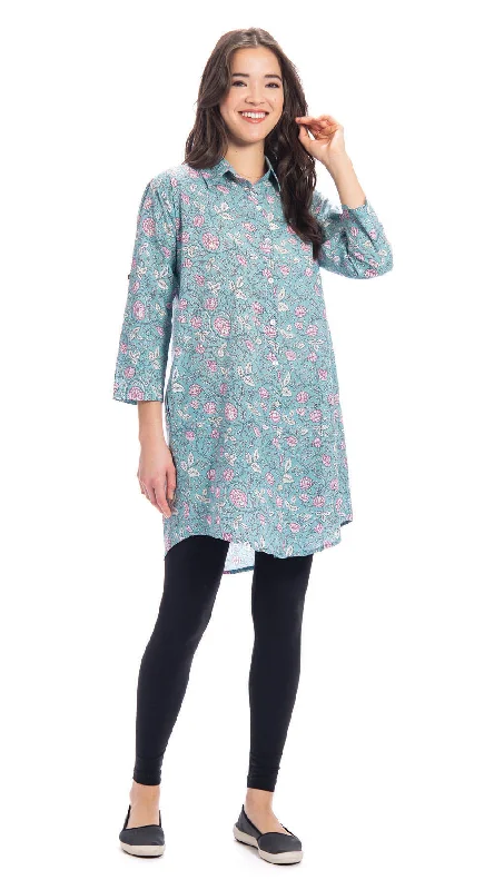 Rani Tunic-sky-org.cotton blockprint