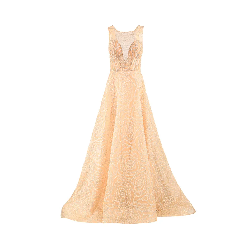 Georges Makaroun Women's Rose de Midi Nude Champagne Dress