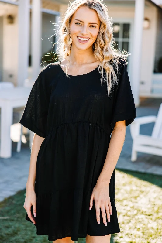 Show Your Heart Black Linen Dress