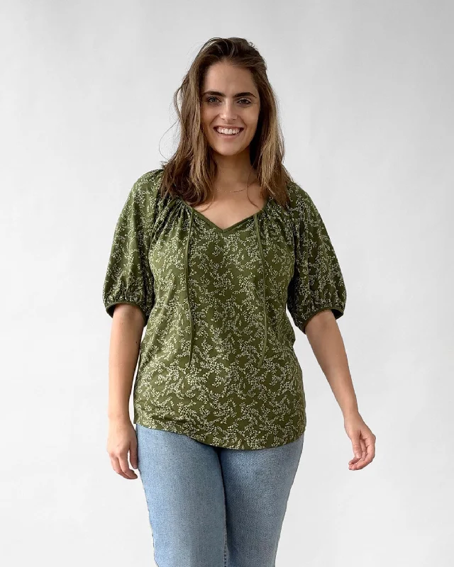 SYLVIE printed top in Olive/Ivory