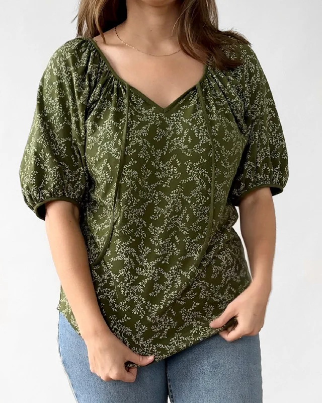 SYLVIE printed top in Olive/Ivory