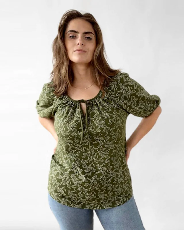 SYLVIE printed top in Olive/Ivory