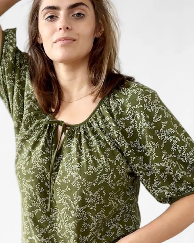 SYLVIE printed top in Olive/Ivory