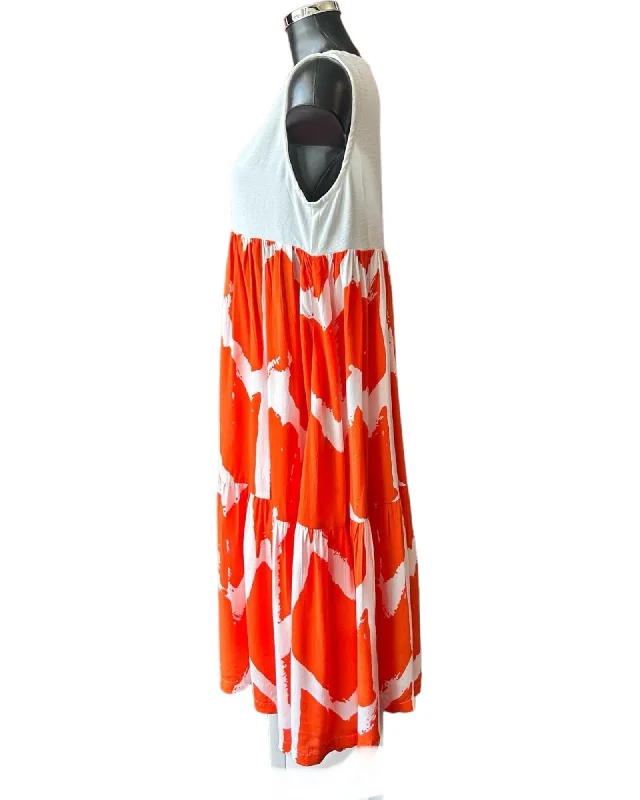 Tara Vao Karen tiered dress- orange/Ecru