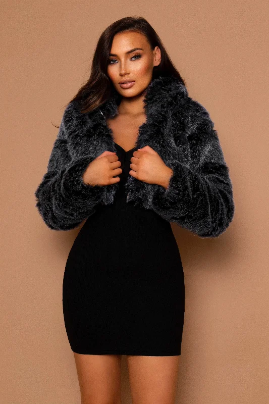 The Faux Fur Cropped Coat Grey - SALE