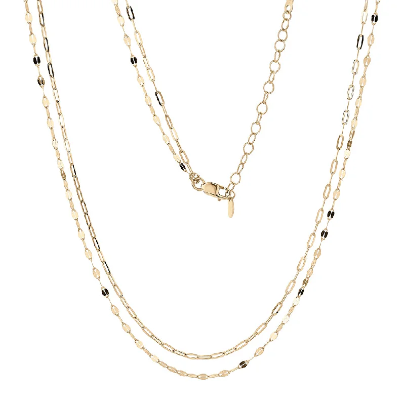 40-45cm paperclip and mirror necklace in 10 carat yellow gold