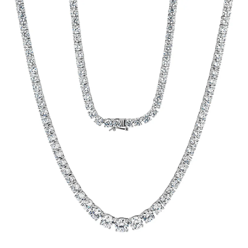 Round Brilliant tennis necklace with 29.92 carats* of diamond simulants in 10 carat white gold