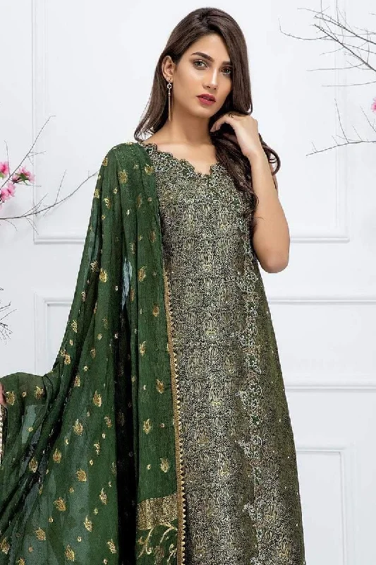 Sadia Aamir - Green Jade Ivy - SA-LP14 - Jamavar Silk - 1 Piece