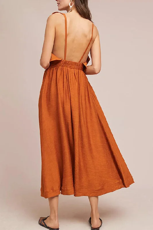 SUNSET BACKLESS RESORT DRESS