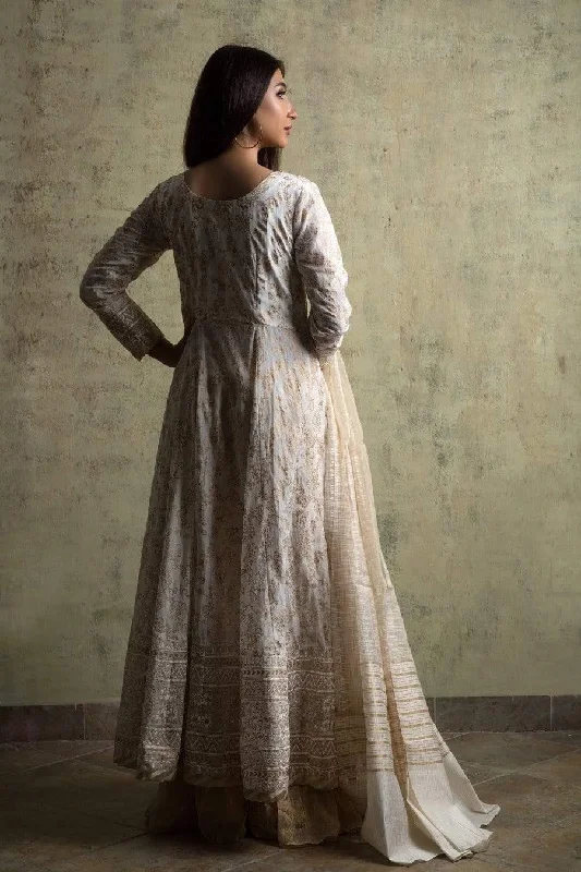 Yasmin Zaman - E-70 - White Iris - Anarkali - 3 Piece