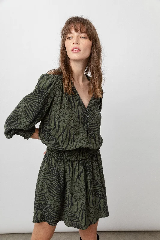 Zana Olive Animal Dress